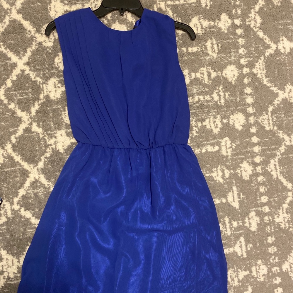 A line dress cobalt blue elastic around waist
